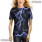 Fierce Black Lightning Storm Graphic 3D Printed Casual Unisex Tee Shirt Styles