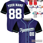 Black, Navy & Turquoise Baseball Jersey Tee with Your Own Name, Number & Logo
