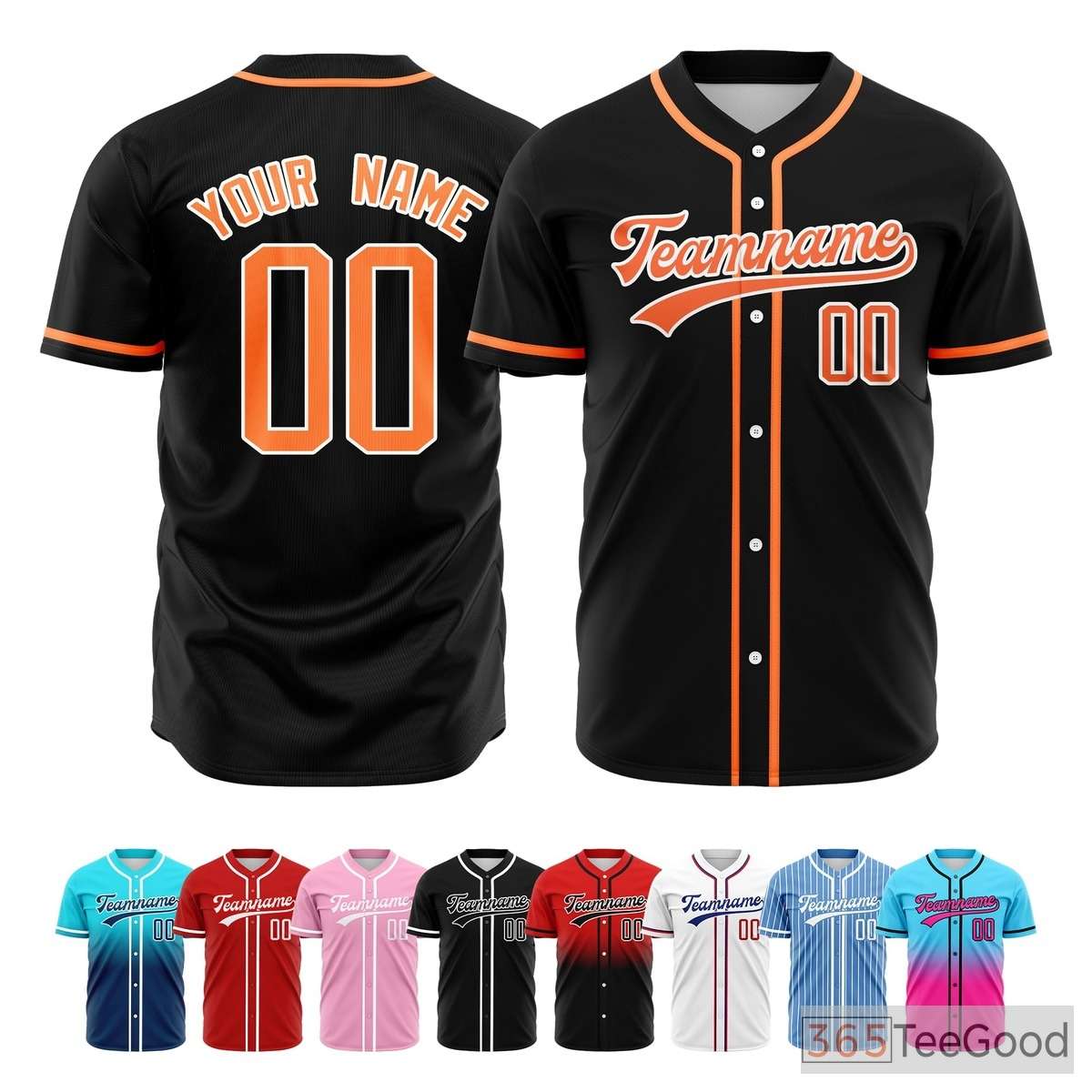 Black Orange Baseball Jersey Tee for Men & Women - Casual comfort with a sporty appeal