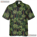Black Palm Tree Tropical Beach Aloha Summer Hawaiian Shirt Unisex Outfit Top