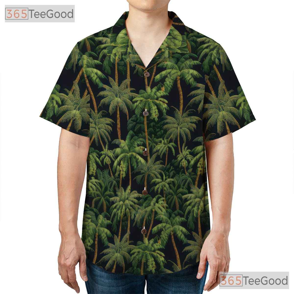 Black Palm Tree Tropical Beach Aloha Summer Hawaiian Shirt Unisex Outfit Top