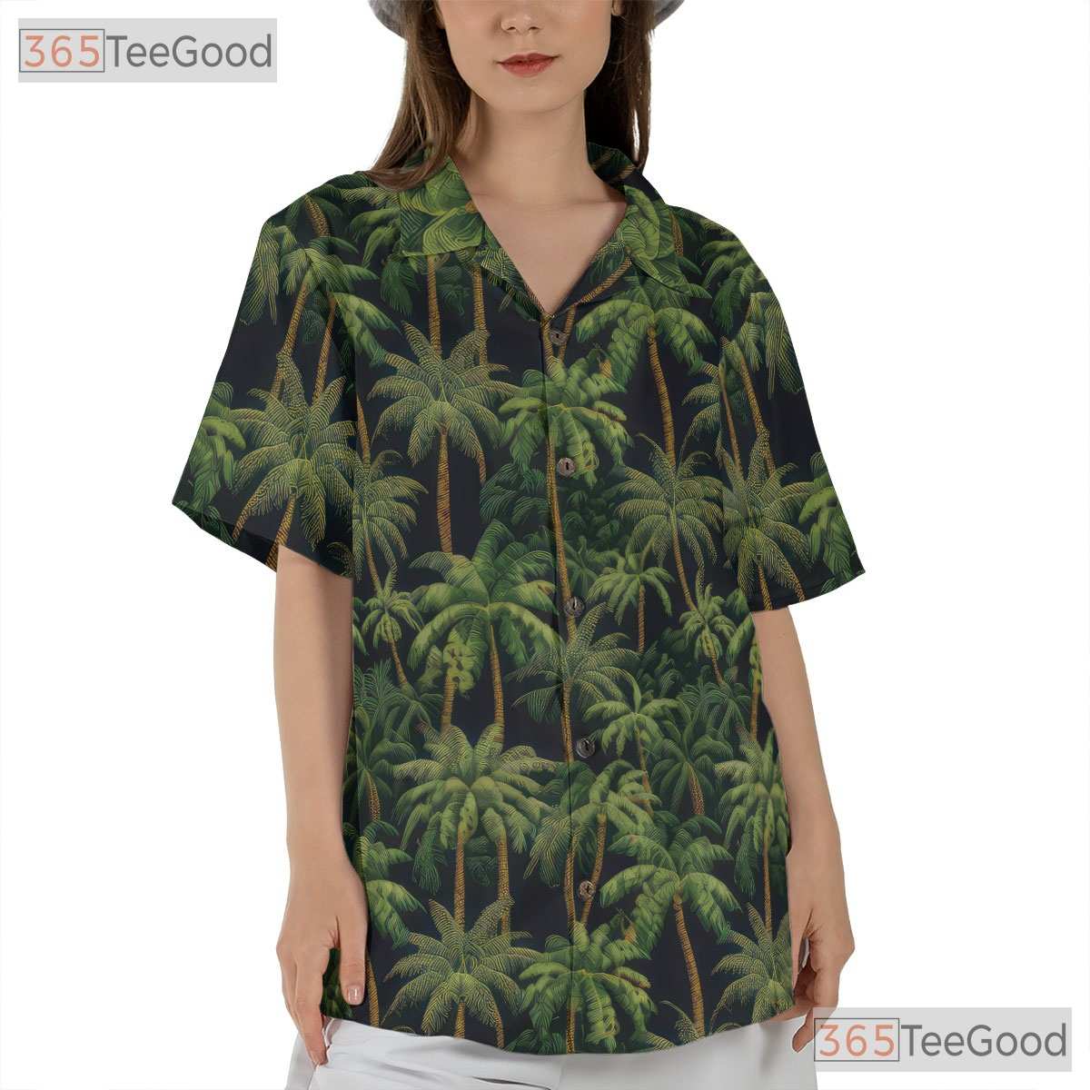 Black Palm Tree Tropical Beach Aloha Summer Hawaiian Shirt Unisex Outfit Top