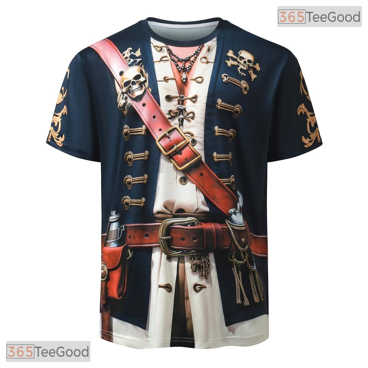 Black Pirate Captain Costume Novelty Graphic 3D Printed Casual Unisex Tee Shirt Styles