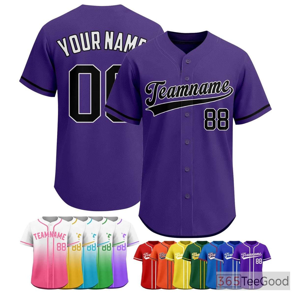 Black Purple Baseball Jersey Tee for Men & Women - Your Premium Base for Custom Designs