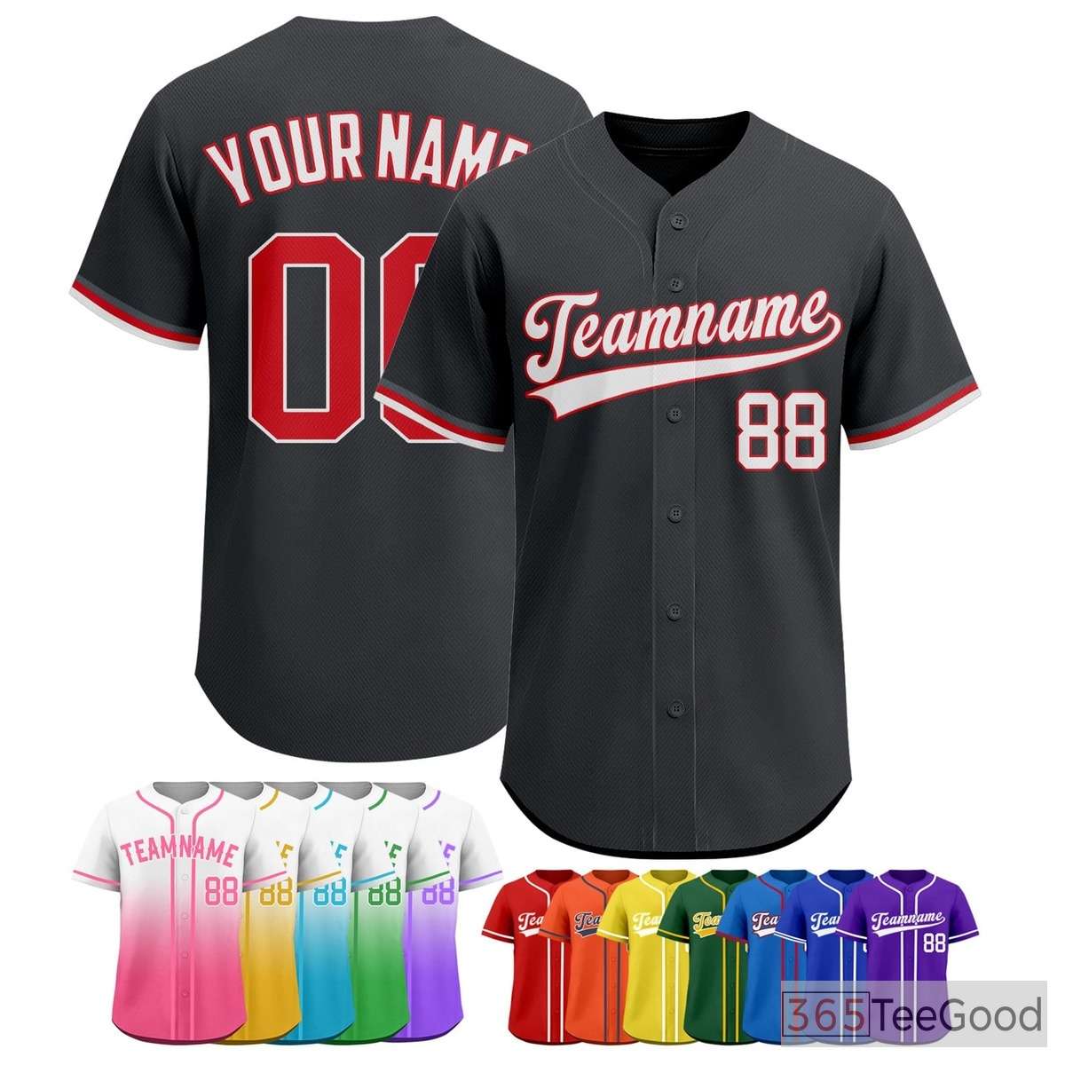 Black Red Baseball Jersey Tee for Men & Women - A Bold Look for Custom Apparel