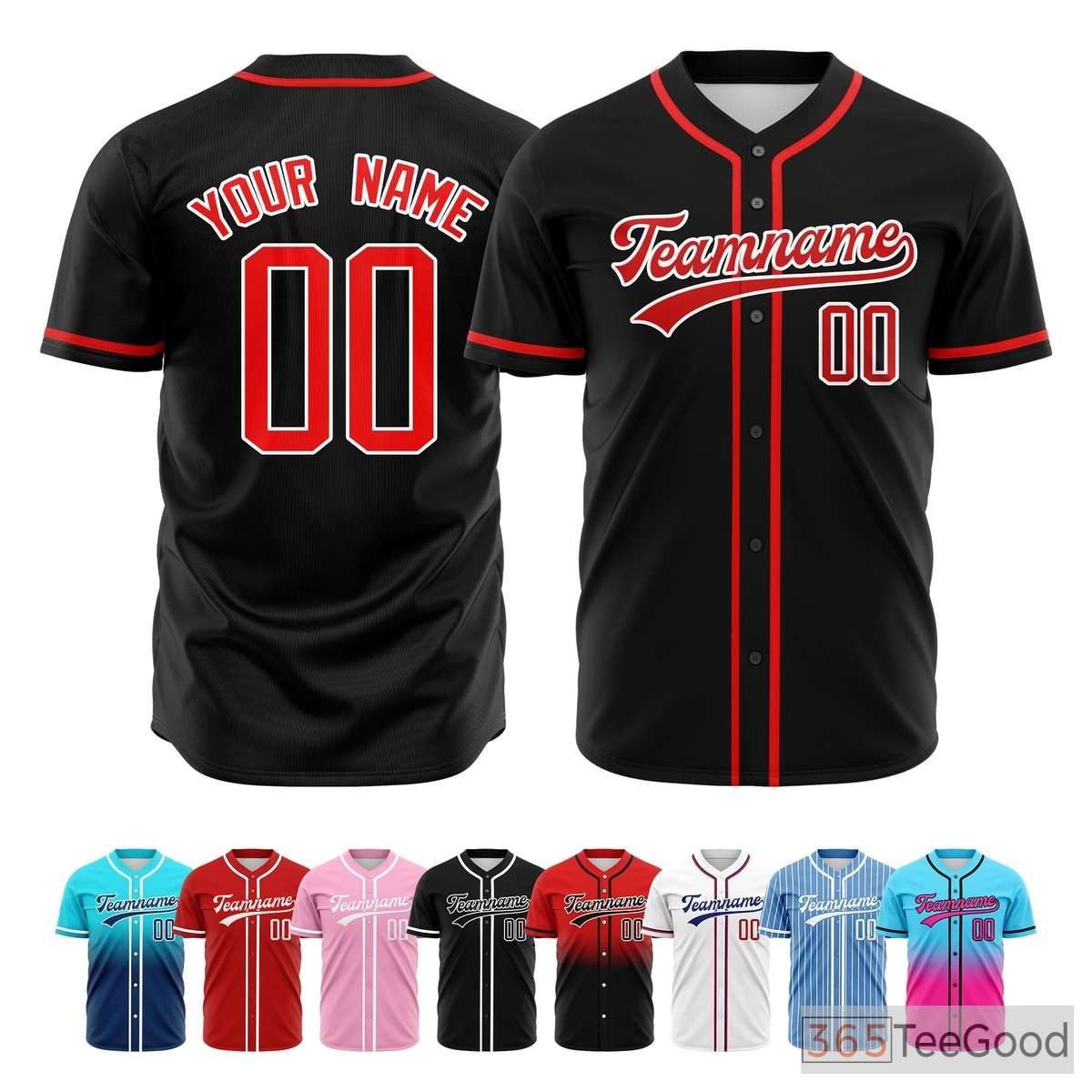 Black Red Baseball Jersey Tee for Men & Women - A comfortable classic for everyday style