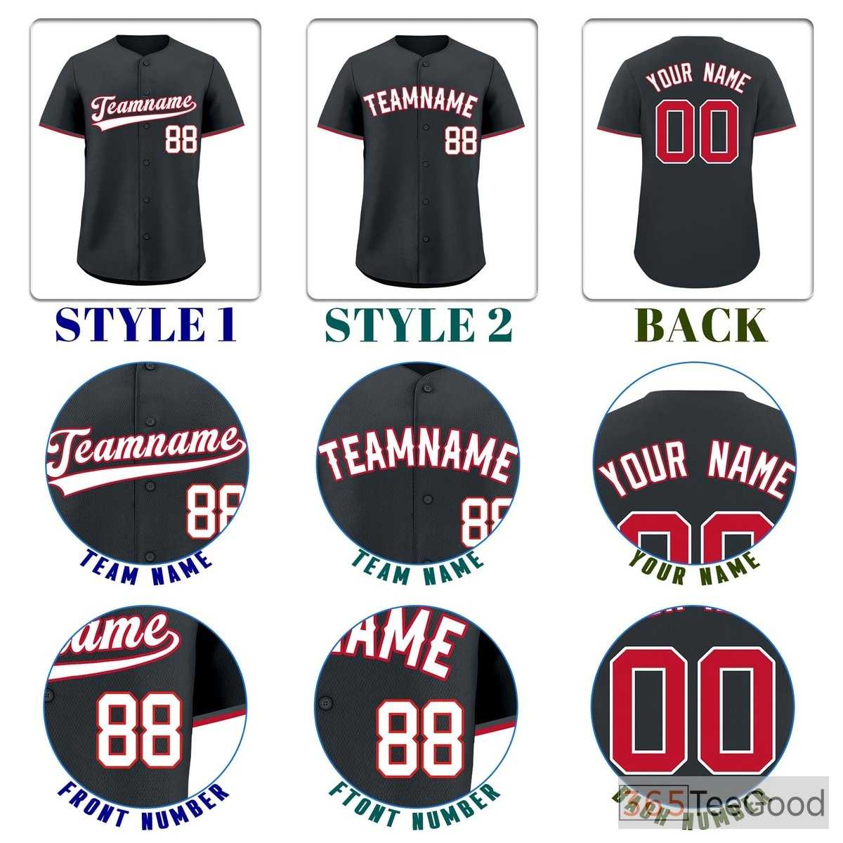 Black Red Baseball Jersey Tee for Men & Women - A Bold Look for Custom Apparel