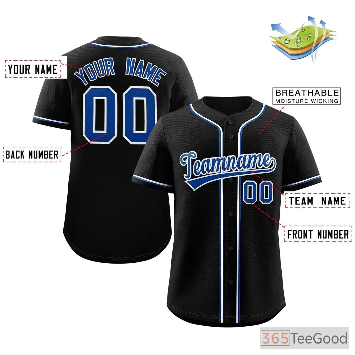 Black, Red & Blue Baseball Jersey Tee for Men & Women - A sporty staple for daily comfort