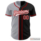 Black, Red & Grey Baseball Jersey Tee for Men & Women - Customizable Team Wear