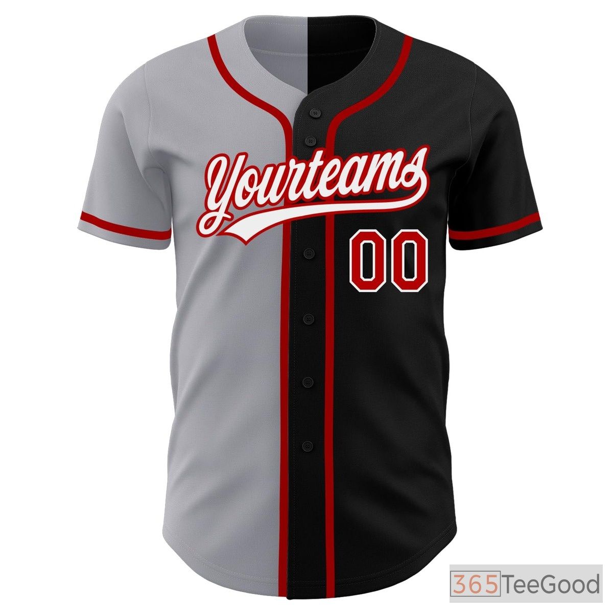 Black, Red & Grey Baseball Jersey Tee for Men & Women - Customizable Team Wear