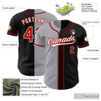 Black, Red & Grey Baseball Jersey Tee for Men & Women - Customizable Team Wear