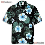 Black Tropical Hibiscus Hawaiian Shirt- Unisex Palm Floral Aloha Party Apparel