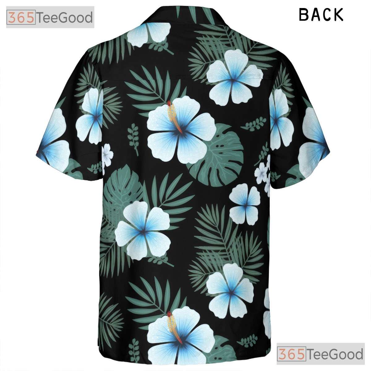 Black Tropical Hibiscus Hawaiian Shirt- Unisex Palm Floral Aloha Party Apparel