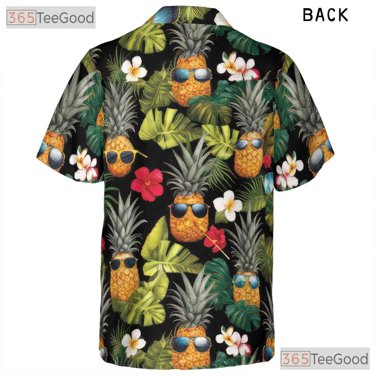 Black Tropical Pineapples Sunglasses Aloha Hawaiian Tee Unisex Vacation Outfit