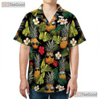 Black Tropical Pineapples Sunglasses Aloha Hawaiian Tee Unisex Vacation Outfit