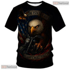 Black White USA Bald Eagle American Flag Style 3D Printed Casual Unisex T-Shirt Styles