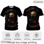 Black White USA Bald Eagle American Flag Style 3D Printed Casual Unisex T-Shirt Styles