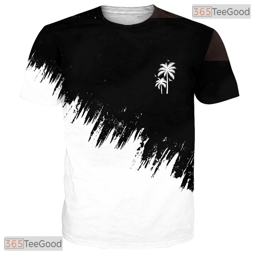 Minimalist Black White Gradient Graphic Art 3D Printed Casual Unisex T-Shirts