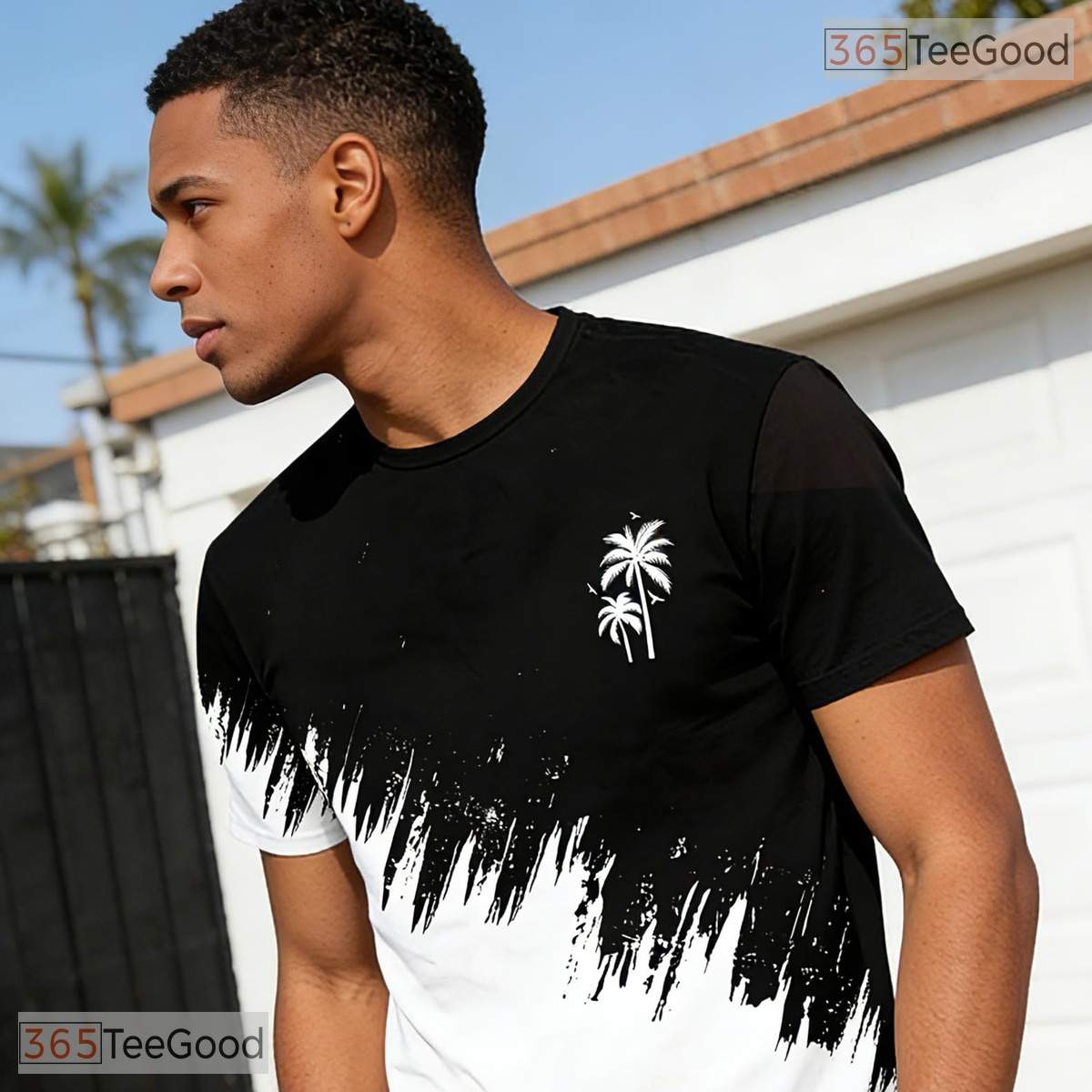 Minimalist Black White Gradient Graphic Art 3D Printed Casual Unisex T-Shirts