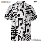 Black White Music Notes Treble Clef Jazz Band Aloha Hawaiian Tee Unisex Top