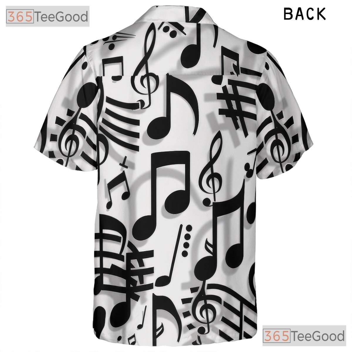Black White Music Notes Treble Clef Jazz Band Aloha Hawaiian Tee Unisex Top