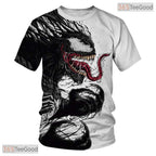 Dark Symbiote Alien Black White Graphic 3D Printed Casual Unisex Tee Shirt Top