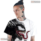 Dark Symbiote Alien Black White Graphic 3D Printed Casual Unisex Tee Shirt Top