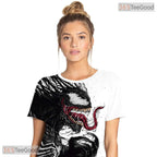 Dark Symbiote Alien Black White Graphic 3D Printed Casual Unisex Tee Shirt Top