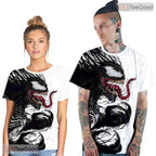 Dark Symbiote Alien Black White Graphic 3D Printed Casual Unisex Tee Shirt Top
