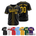 Black Yellow Baseball Jersey Tee for Men & Women - Customize Your Signature Look