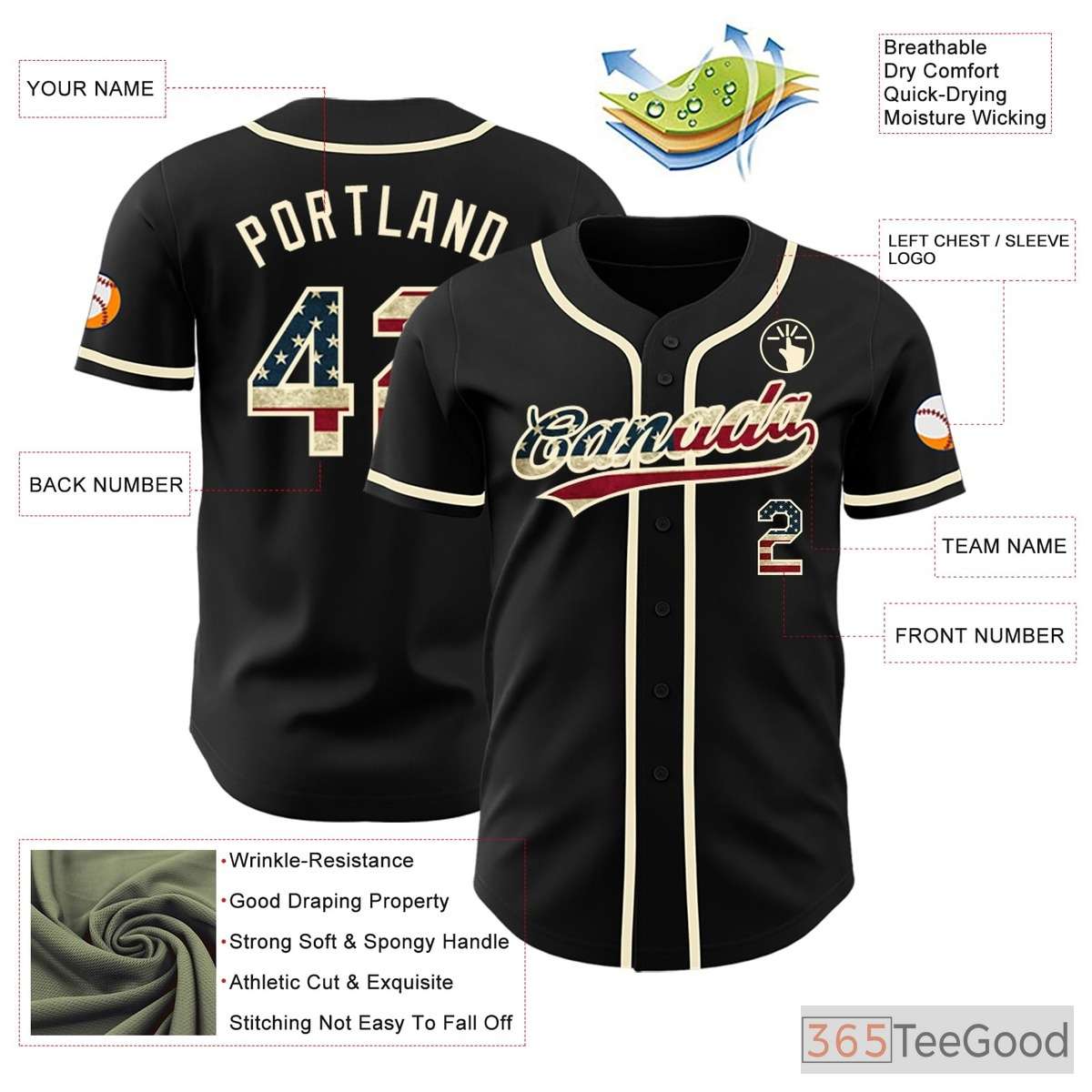 Black & Beige Baseball Jersey Tee for Men & Women - Customizable for Your Unique Design