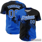 Black & Blue Baseball Jersey Tee for Men & Women - Stitched Custom Name & Number