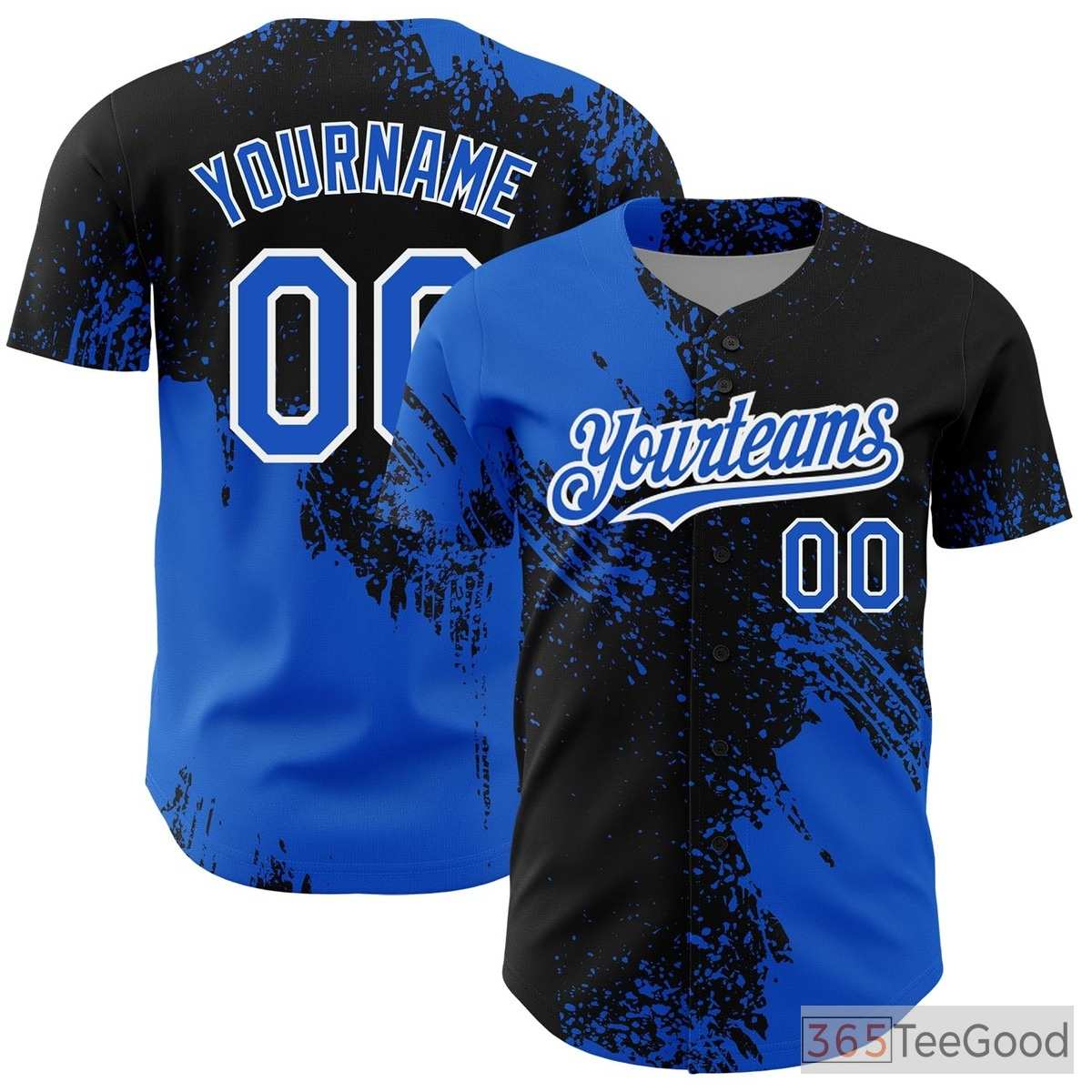 Black & Blue Baseball Jersey Tee for Men & Women - Stitched Custom Name & Number
