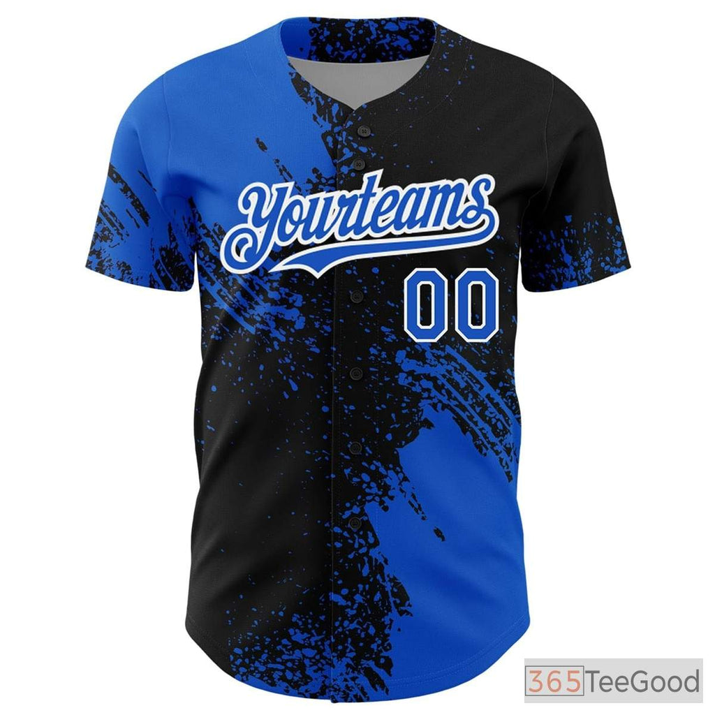 Black & Blue Baseball Jersey Tee for Men & Women - Stitched Custom Name & Number