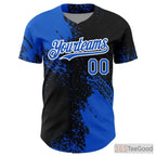 Black & Blue Baseball Jersey Tee for Men & Women - Stitched Custom Name & Number