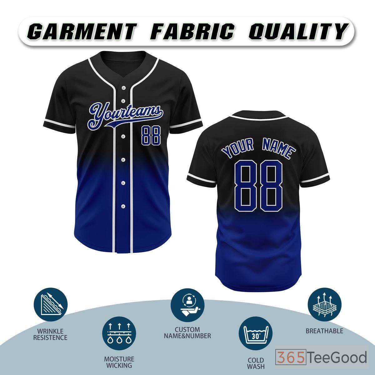 Black & Blue Baseball Jersey Tee for Men & Women - Ideal for custom teams & daily wear