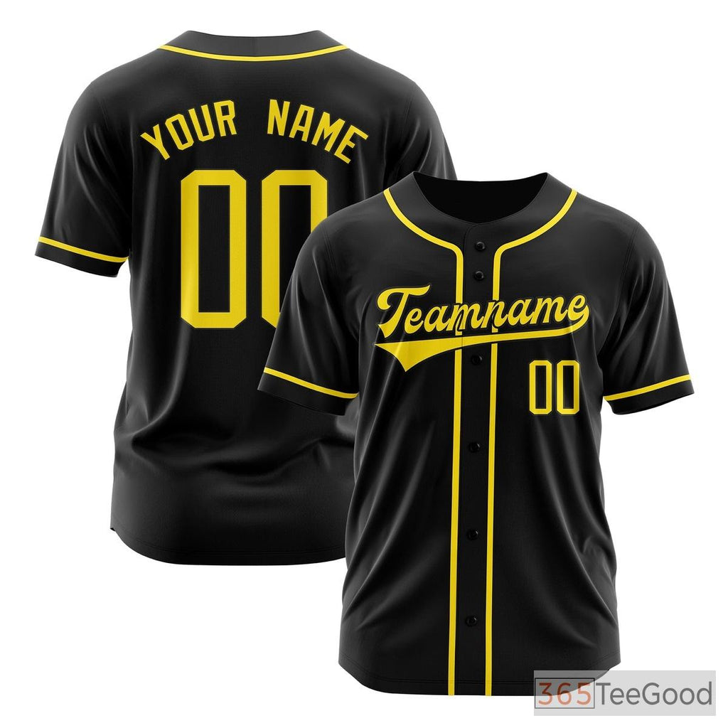 Black & Gold Baseball Jersey for Men & Women - Your Custom Name, Number & Logo