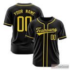 Black & Gold Baseball Jersey for Men & Women - Your Custom Name, Number & Logo