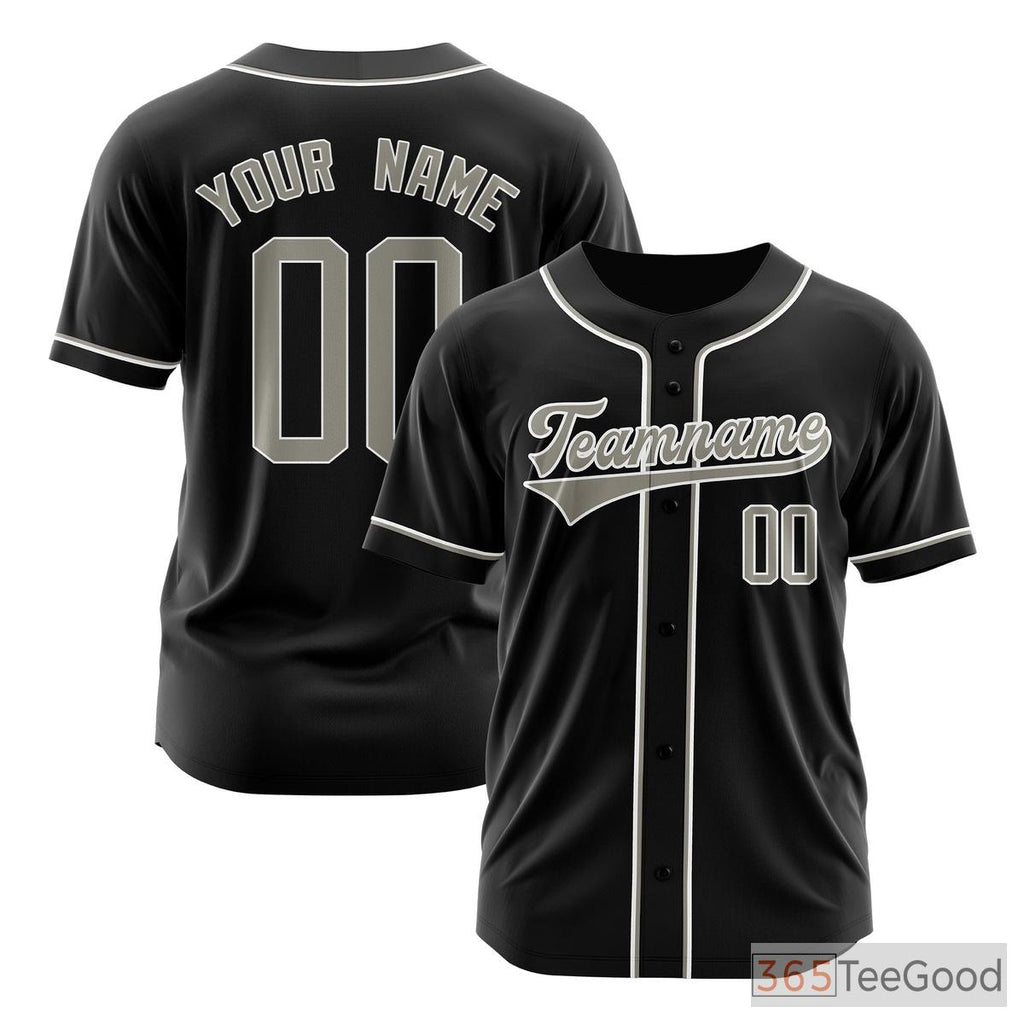 Black & Gray Baseball Jersey for Men & Women - Personalize Your Team Look