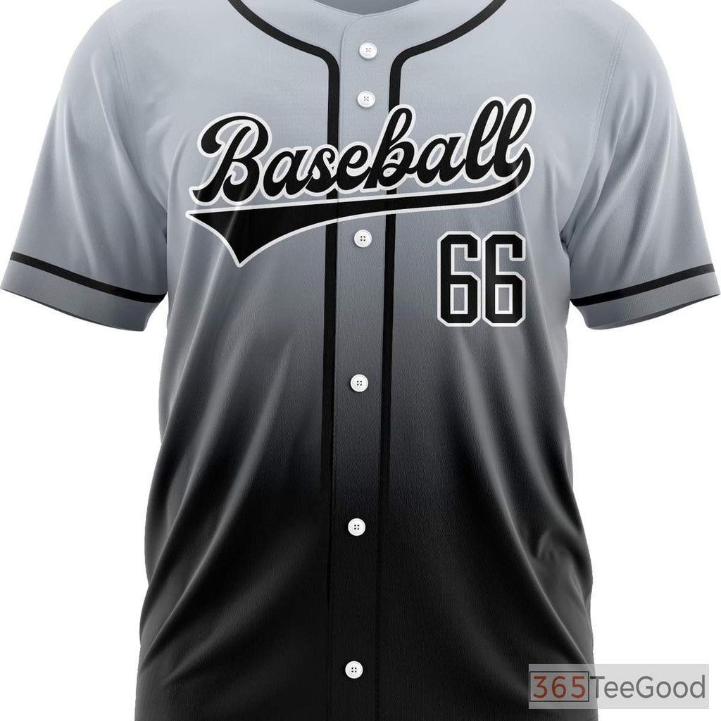 Black & Gray Baseball Jersey Tee for Men & Women - Personalized Stitched Team & Player Look