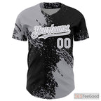 Black & Gray Custom Baseball Jersey Tee for Men & Women - Stitched Player Details