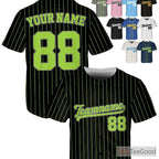 Black & Green Baseball Jersey Tee - Create Your Custom Name, Number & Logo