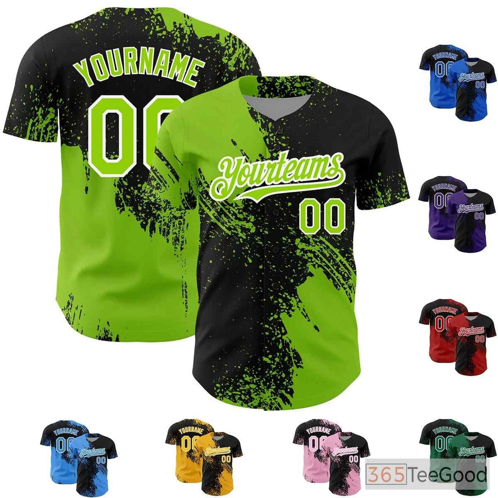 Black & Green Baseball Jersey Tee - Stitched Name & Number Customization