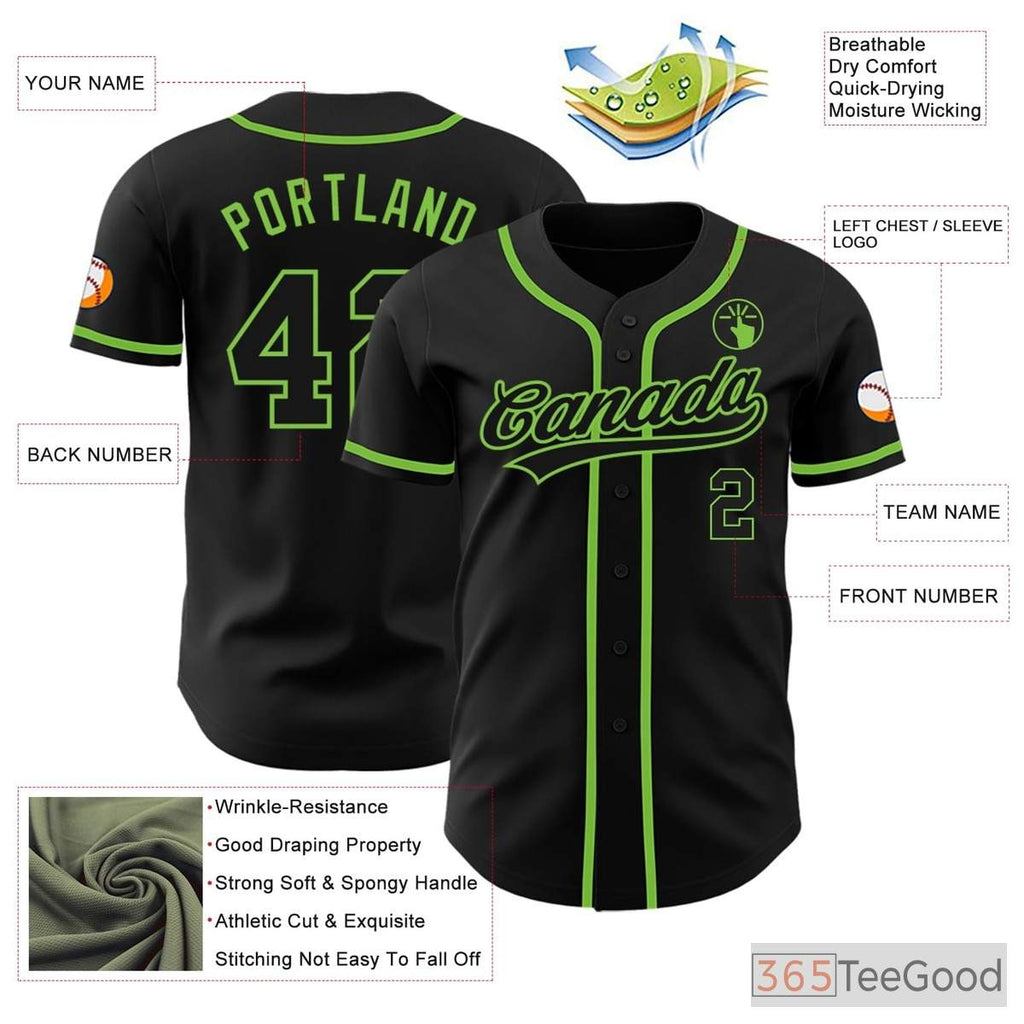 Black & Green Baseball Jersey Tee for Men & Women - Customizable for Team & Fan Style