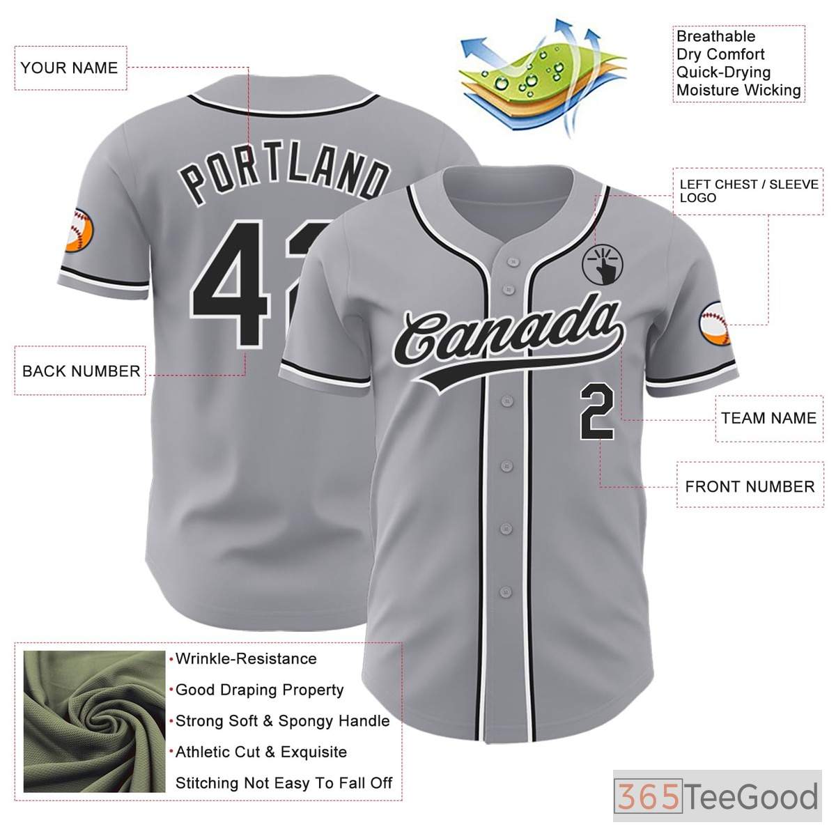 Black & Grey Baseball Jersey Tee for Men & Women - Design Your Custom Apparel