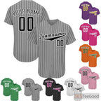 Black & Grey Striped Baseball Jersey for Men & Women - Add Your Custom Text & Logo