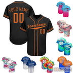 Black & Orange Custom Baseball Jersey Button Down Personalized Unisex Fan Uniforms