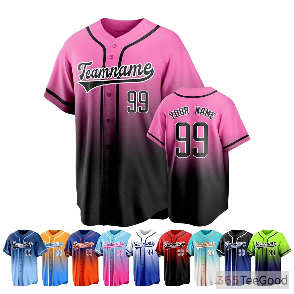 Black & Pink Baseball Jersey Tee for Men & Women - Customize Your Individual Look