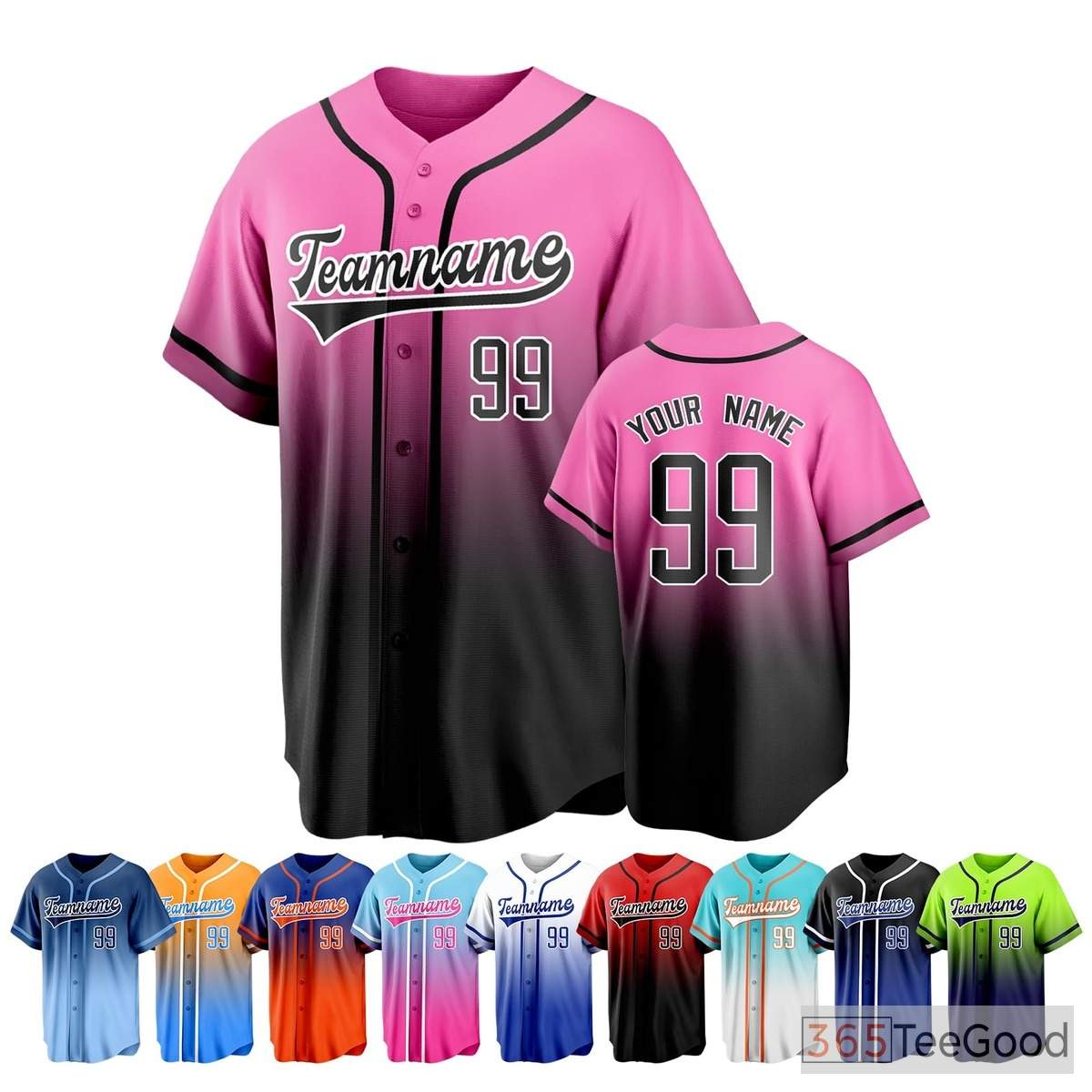 Black & Pink Baseball Jersey Tee for Men & Women - Customize Your Individual Look