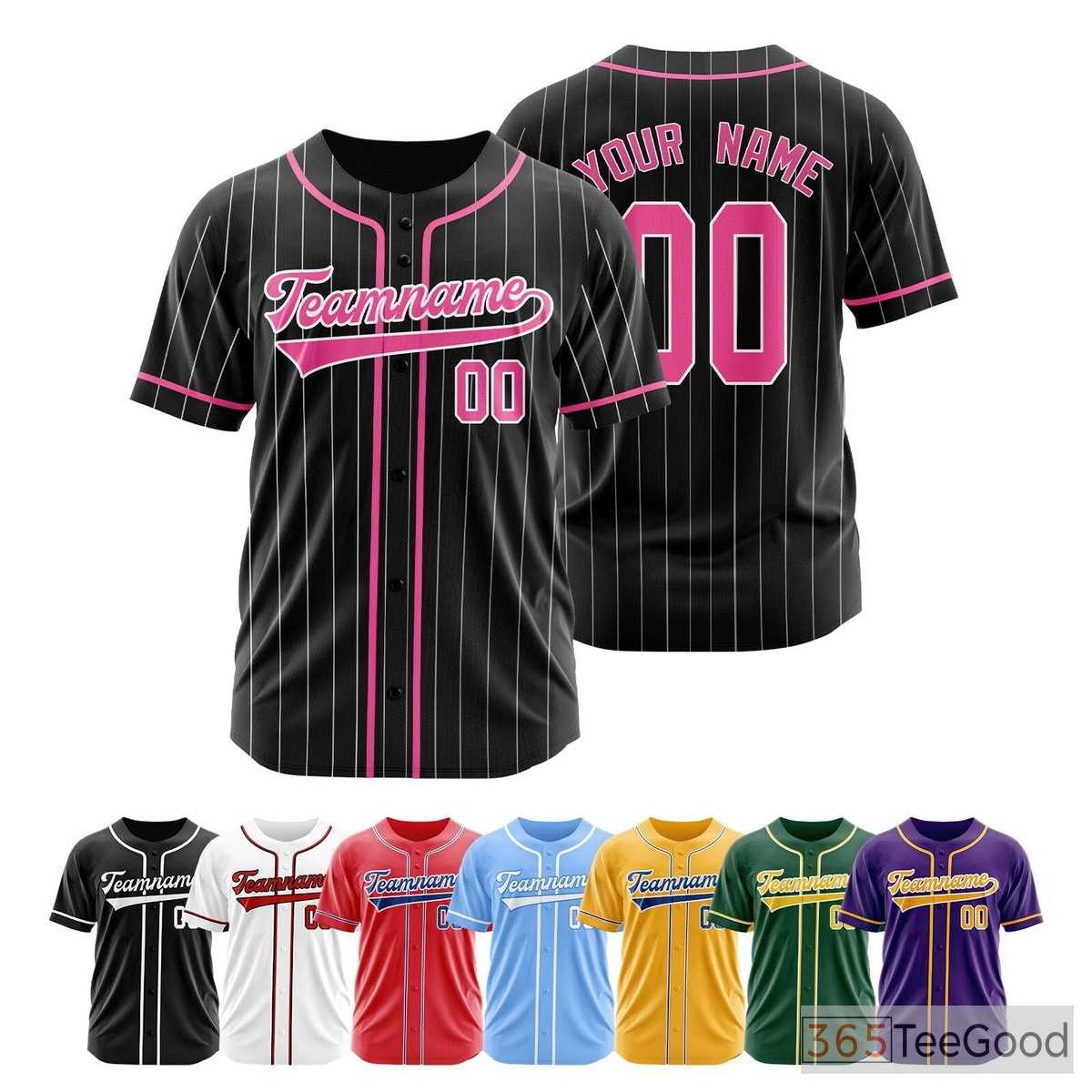 Black & Pink Baseball Jersey Tee for Men & Women - Personalize Your Game Day Style